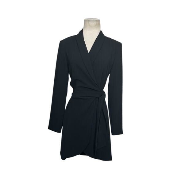 Zara black long sleeves mini wrap dress size XS - Picture 9 of 14